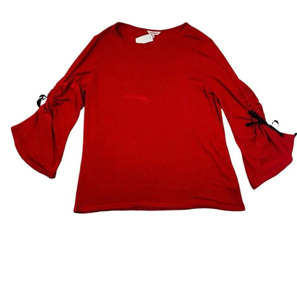 Juicy Couture Sweater Plus Size XXL Hollyberry Red Maroon 3/4 Bell Sleeves Bow - Picture 1 of 6
